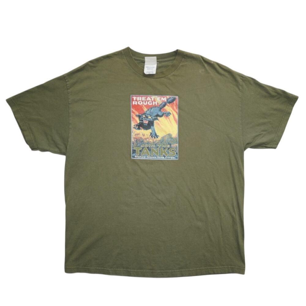 Vintage U.S. Tank Corps “Treat ’Em Rough” Graphic Tee – Size 2XL